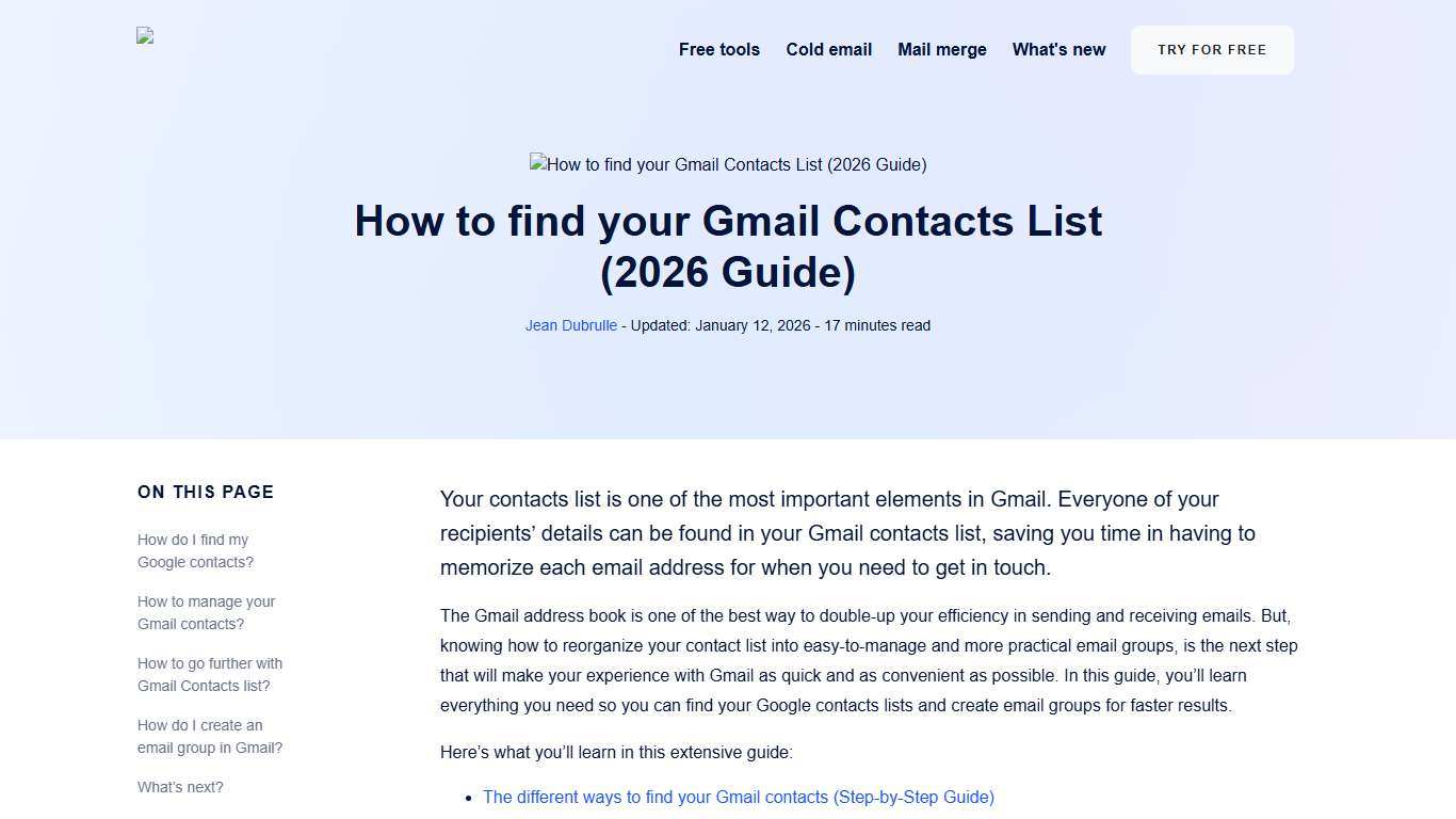 How to find your Gmail Contacts List (2026 Guide)